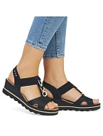 Dámské sandály na podpatku pohodlné černé Rieker 67498-00