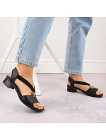 Dámské kožené sandály s gumovými pásky černé Rieker 62662