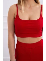 Souprava s halenkou s žebrováním červená Souprava s halenkou s žebrováním červená