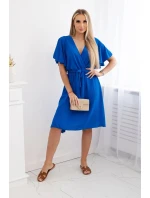 Šaty s vrstveným výstřihem chrpově modrá