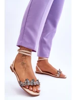 Dámské sandály s ozdobnými motýlky Béžove Jeane