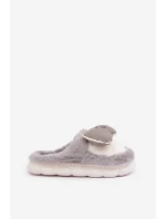 Plyšové Pantofle S Mašlí Šedé Grilis