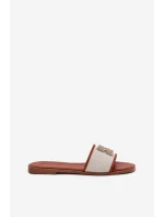 Elegantní Dámské Pantofle S Dekorací Na Plochém Podpatku Camel Lovehia