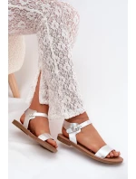 Dámské Sandály Na Plochém Podpatku Eko Kůže Stříbrné Kivara