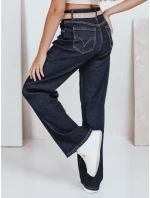 Dámské džíny s širokými nohavicemi tmavě modré FashionStreet UY2769 Dámské džíny s širokými nohavicemi tmavě modré FashionStreet UY2769