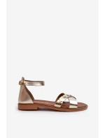 Zazoo 40378 Ploché Dámské Kožené Sandály Zlaté Zazoo 40378 Ploché Dámské Kožené Sandály Zlaté