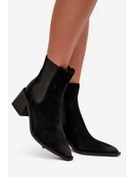Kožené semišové dámské boty na podpatku vyhřáté Artiker 57C0049 Černé Kožené semišové dámské boty na podpatku vyhřáté Artiker 57C0049 Černé