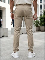 Pánské vypasované kalhoty chinos béžové FashionStreet UX4496