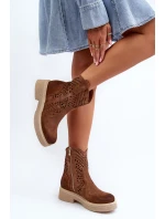 Zazoo 3470 Semišové Dámské Botky na Ploché Podrážce Průsvitné Hnědé