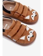 Kožené polobotky Barefoot dětské s motivem lišky Bartek 8600563 světle hnědé Kožené polobotky Barefoot dětské s motivem lišky Bartek 8600563 světle hnědé