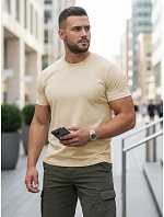 Pánské klasické béžové tričko FashionStreet RX5676