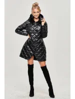 Černá dámská bunda s kožíškovým límcem (J9-068)