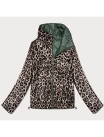 Dwustronna pikowana kurtka ze stójką Goodlookin khaki-panterka (B8579-11)
