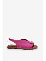 Ploché sandály s ozdobou růžové Haliones Ploché sandály s ozdobou růžové Haliones