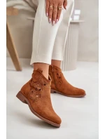 Dámské Kotníkové Boty Ažurové Na Zip Camel S.Barski Dámské Kotníkové Boty Ažurové Na Zip Camel S.Barski