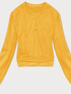 Tenká krátká žlutá dámská tepláková mikina (8B938-117)