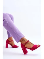 Semišové sandály na vysokém podpatku s kubickými zirkony Fuchsié Aniya