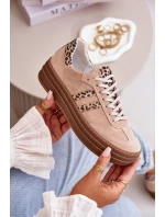 Zazoo N1068S4 Dámské Semišové Sneakersy Na Platformě Leopardí Růžové