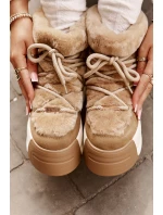 Kožené Dámské Sněhule Na Silné Podešvi S Kožešinou Big Star OO274A207 Hnědé