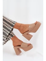 Dámské Sandały Z Eko Kůže Na Podpatku A Platformě Khaki Tamirella