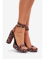 Dámské sandály na podpatku s páskem panterka Fevenne