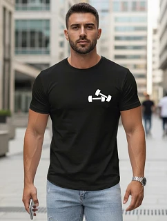 Pánské bavlněné tričko s minimalistickým potiskem černé FashionStreet NX5086R