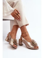 Kožené sandály s ozdobou Laura Messi 2719 Zlaté