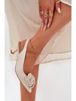 Kožené Elegantní Lodičky Na Podpatku Béžové CheBello 4666