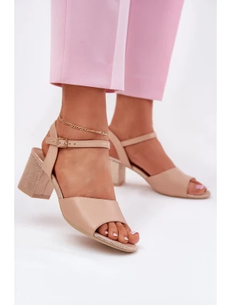 Dámské sandály na podpatku Vinceza 20275 béžové