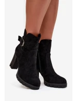Dámské kotníkové boty na podpatku s přezkou zateplené černé Selisse Dámské kotníkové boty na podpatku s přezkou zateplené černé Selisse