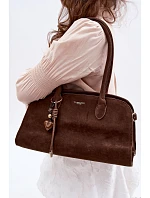 Kabelka s přívěskem a sponami Eko semiš Čokoládová Violette