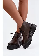 Dámské kožené polobotky na platformě s izolací Zazoo 60588 hnědé Dámské kožené polobotky na platformě s izolací Zazoo 60588 hnědé