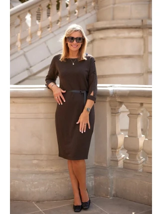 Denní šaty M376  201123 černo-hnědá - La Aurora