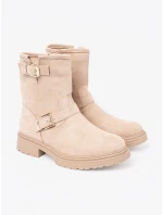 Originální Jasnobeżowy dámské  kotníčkové boty na plochém podpatku