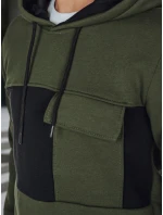 Pánská khaki mikina s kapucí FashionStreet BX5913