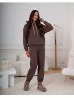 Bavlněná hrubší dámská tepláková souprava v čokoládové barvě (82143) Bavlněná hrubší dámská tepláková souprava v čokoládové barvě (82143)