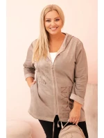 Dámská mikina Plus Size s kapucí a potiskem BKLYN fango Dámská mikina Plus Size s kapucí a potiskem BKLYN fango