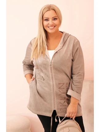 Dámská mikina Plus Size s kapucí a potiskem BKLYN fango Dámská mikina Plus Size s kapucí a potiskem BKLYN fango