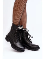 Dámské kožené workery s ozdobou Zazoo 1757 Černé