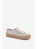 Vzorované Dámské Tenisky Na Platformě S Pletením Lee Cooper LCW-25-08-3648L Bílá-Zlatá