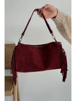 Kožená semišová kabelka s třásněmi bordová Jessira Kožená semišová kabelka s třásněmi bordová Jessira