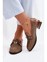 Dámské semišové boty na podpatku s ozdobným detailem Hnědé Meliva Dámské semišové boty na podpatku s ozdobným detailem Hnědé Meliva