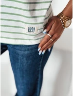 Dámské pruhované tričko RILANT zelené FashionStreet RY2563