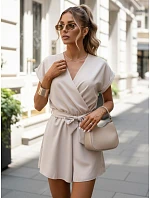 Dámský letní overal s obálkovým výstřihem béžový FashionStreet EY2641