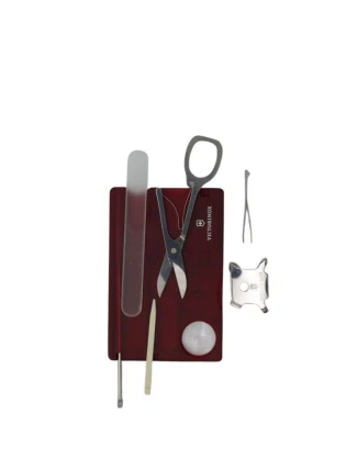 Kapesní nůž Victorinox V-0.72 40.T Swiss Card, červený transparentní