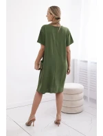 Šaty s kapsami a přívěskem jasně zelená Šaty s kapsami a přívěskem jasně zelená