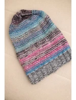 Čepice s fleecem Krystyna K207 šedá+tmavě růžová