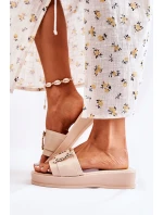 Dámské módní kožené pantofle Béžová Adaline