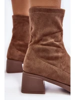 Dámské botky na nízkém podpatku hnědé Aphroteia