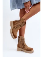 Zazoo 3470 Dámské nízké kozačky z jemného semiše s prodyšnou podrážkou Bežové